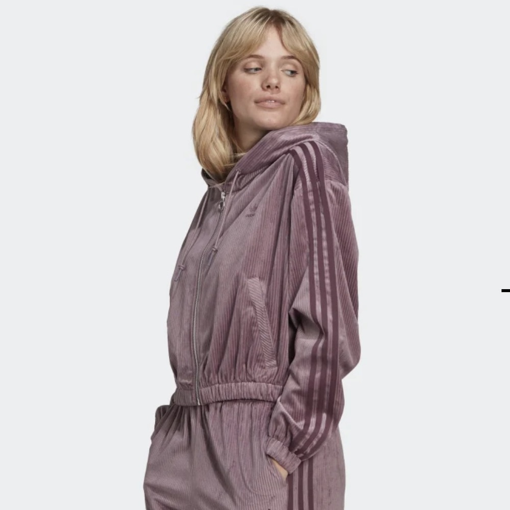 NWT adidas hooded 3 stripe track jacket top